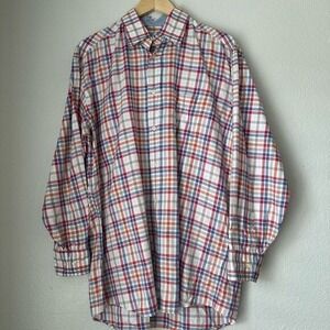 Bogner Plaid Button Down Shirt Men's Size 41‎ Multicolor Long Sleeve Cotton Top
